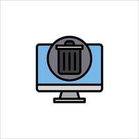 Computer monitor with trash can icon vector