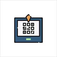 A computer screen with a qr code on it vector