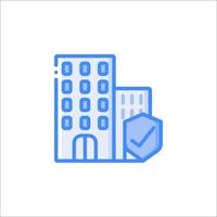A building with a shield icon vector