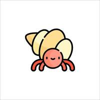 A cartoon crab with a shell on its back vector