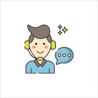 Call center agent flat line icon vector