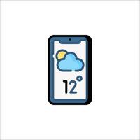 A smartphone with a weather forecast on it vector
