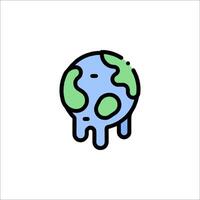 A cartoon earth with a melting face vector