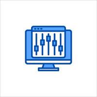 A computer monitor with a sound bar icon vector