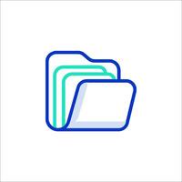 A folder icon with a blue and green outline vector