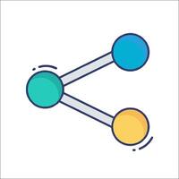 A line icon of two spheres connected by a line vector