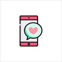 A phone with a heart and speech bubble vector