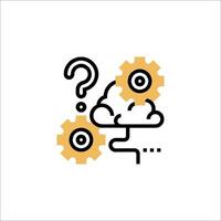 A cloud with gears and question marks vector