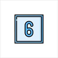 A blue number six icon on a white background vector