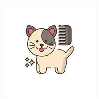A cat with a comb and a brush vector