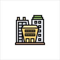 A building icon with a yellow and green color vector