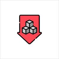 A red arrow with three cubes in it vector