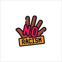 No racism sticker with hand and text vector