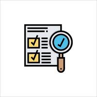 A magnifying glass and check box icon vector