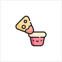 A cute little cup with a slice of cheese on top vector