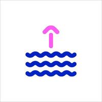 A blue and pink icon of a wave with an arrow pointing up vector