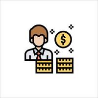 A man with a stack of money and a dollar sign vector