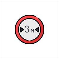 A red and white button with the words 3 m vector