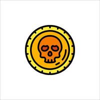 A skull with a face on a coin icon vector