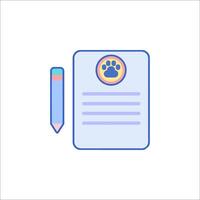 A dog's paw on a paper with a pencil vector
