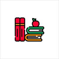 A stack of books and an apple icon vector