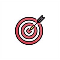 A red and black dart in the center of a target vector