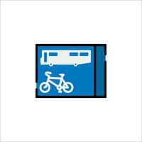 A blue sign with a bicycle and a bus vector