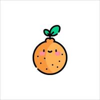 An orange with a green leaf on it vector