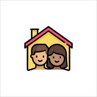 A couple in front of a house icon vector