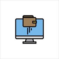 A computer monitor with a wallet on it vector