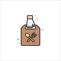 A hand holding a bag with a fork and knife in it vector