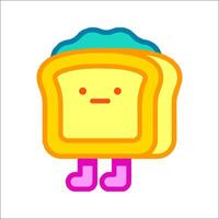 A cartoon character of a slice of bread with a hat and boots vector