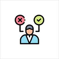 A man with a check mark and a cross icon vector