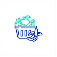 A basket full of fruit and vegetables vector