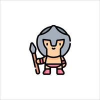 A cartoon character with a spear and a helmet vector