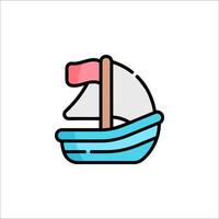 A small boat with a flag on it vector