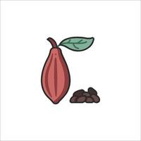 Cocoa beans and cocoa fruit icon vector