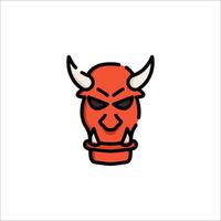 A red devil mask with horns on it vector