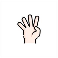 A hand with four fingers up and a five finger hand vector