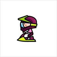 A cartoon character riding a snowboard vector