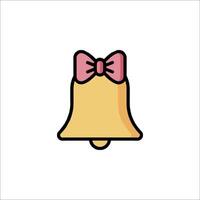 A yellow bell with a pink bow on it vector