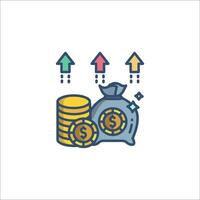 Money and coins with arrows and money bag icon vector