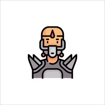 A robot with a helmet and a sword vector