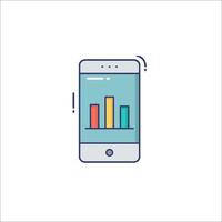 Mobile app icon with bar chart on the screen vector