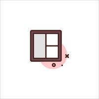 A window with a square frame and a pink square vector