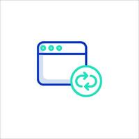 A web page with a circular arrow and a circle vector