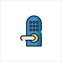 A blue door handle with a key on it vector