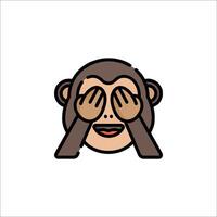 A cartoon monkey covering his eyes with his hands vector