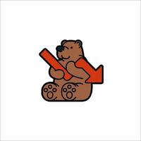 A bear holding a red arrow and a sign vector