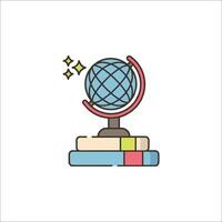 A globe on top of books and a star vector